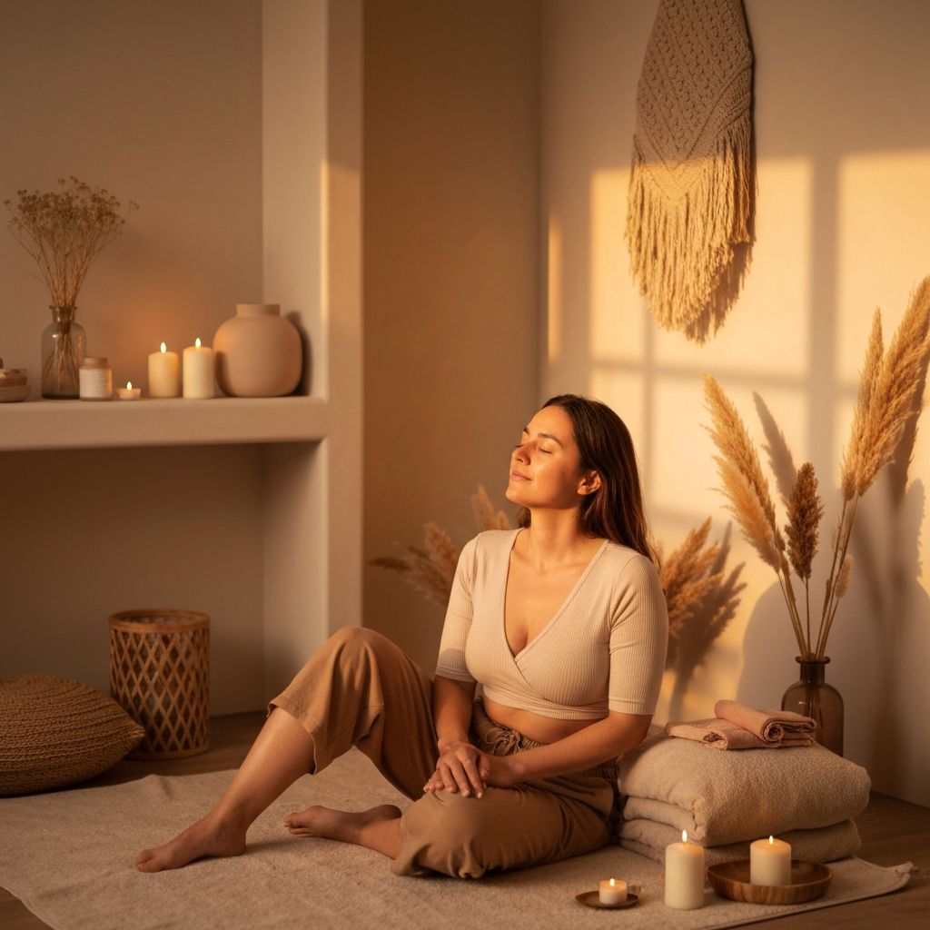 Vrouw in een rustige, serene omgeving